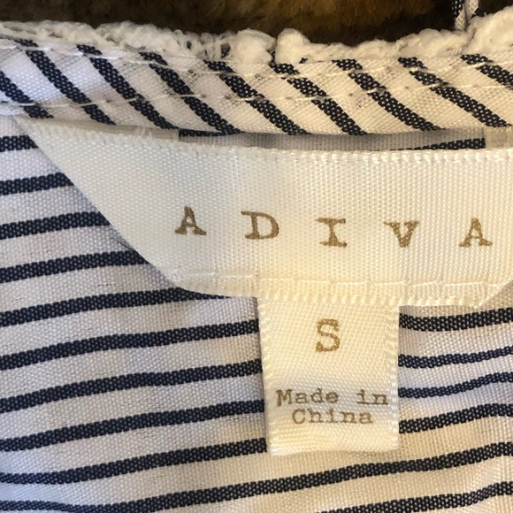 Adiva NWT Two Piece Shorts & Top Set Blue and White Stripe Lace Overlay Small - Picture 6 of 7